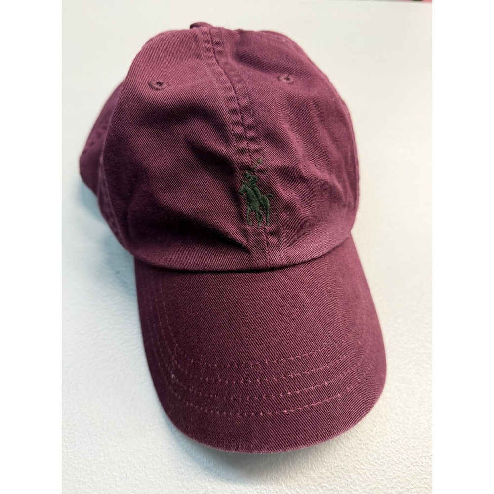 Polo Ralph Lauren  Embroidered Twill Ball Cap Burgundy Leather Strapback  O/S